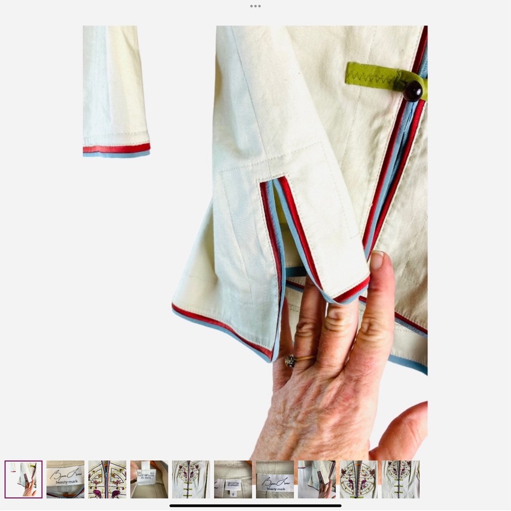 Elegant Cream Embroidered Jacket - Picture 3 of 7